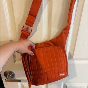 Lug Quilted Orange Crossbody Bag